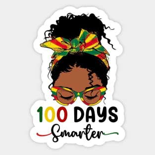 100 Days Smarter teacher Girls Messy Bun Black History Month Sticker